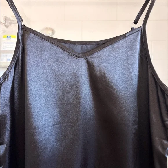 Satin Slip Dress - Black - Picture 3 of 3
